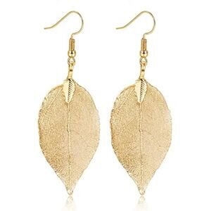 Gold Leaf Drop Earrings